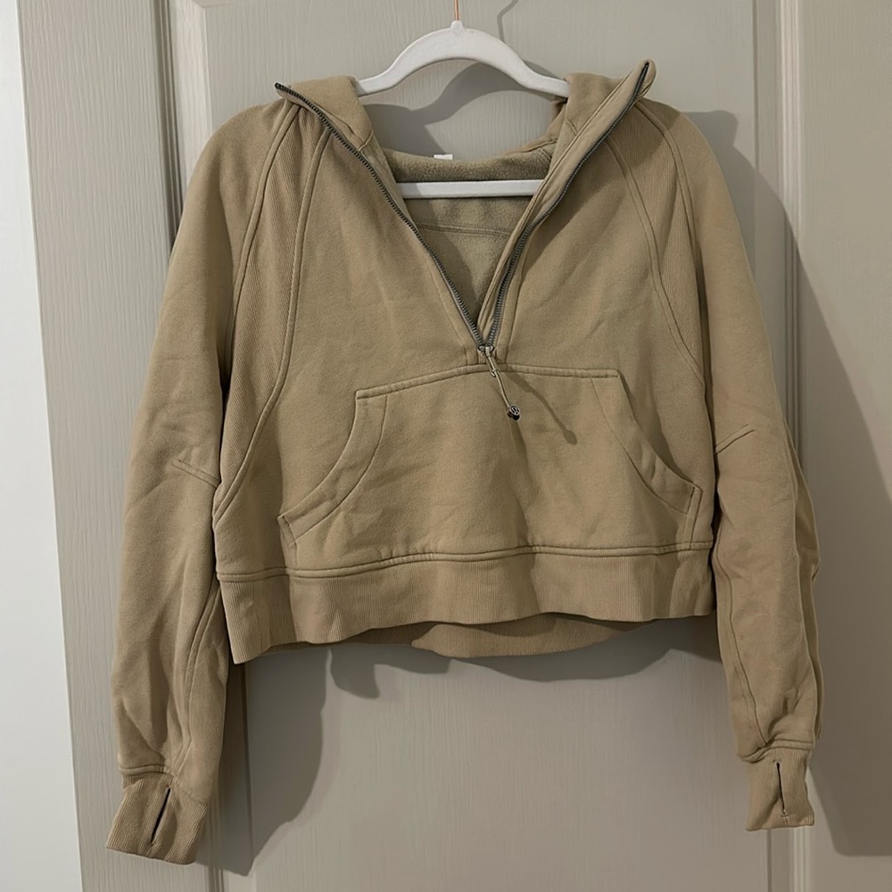 Lululemon athletica tan scuba oversized half-zip hoodie XS/S